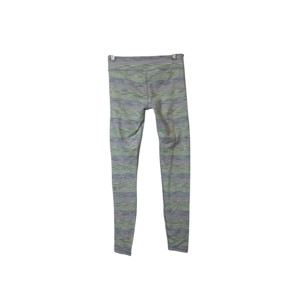 Ivivva by Lululemon Girls Size 12 Gray Lime Green Space Dye Striped Tights